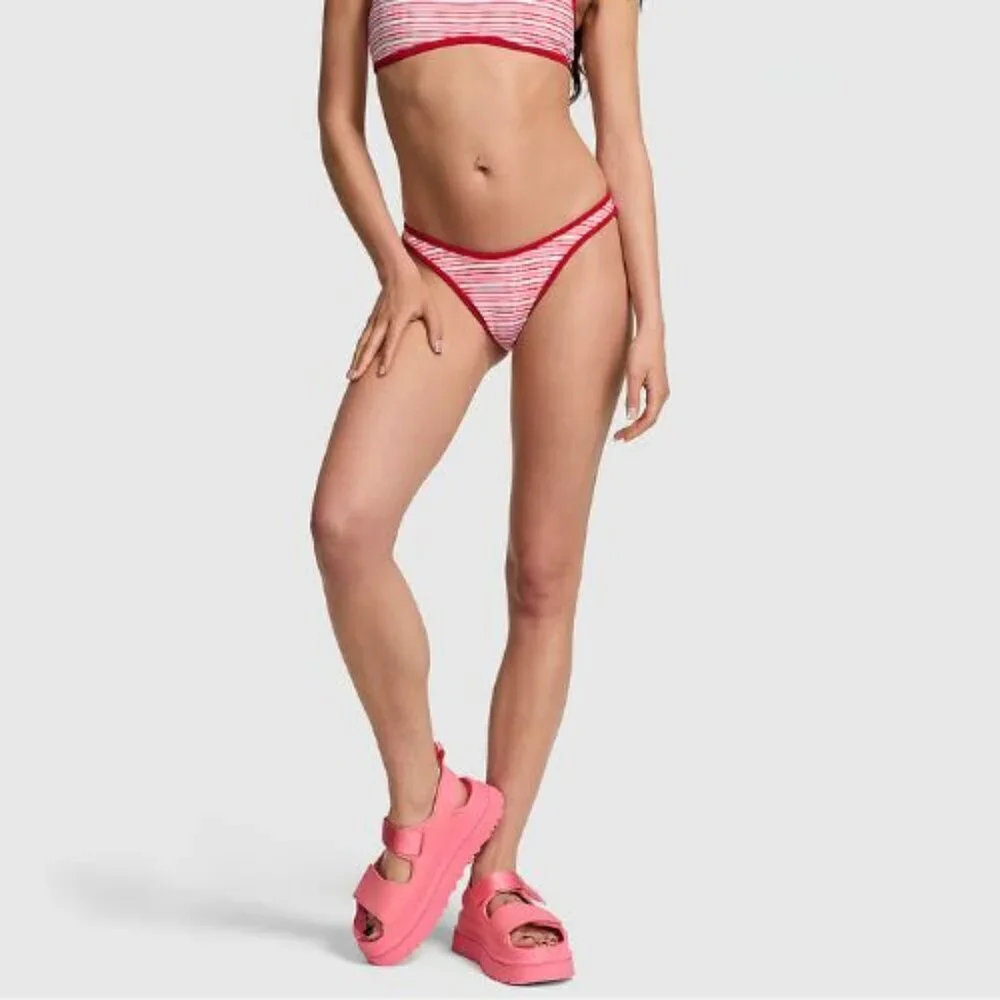 New! Frankie's Bikinis x PINK Golden Hour Rib Cheeky Bottom Large 51665